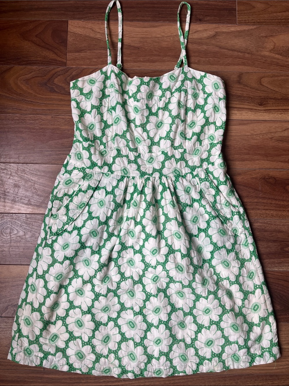 Lavand Green White Floral Adjustable-Strap Dress Mini Strapless Summer Pocket